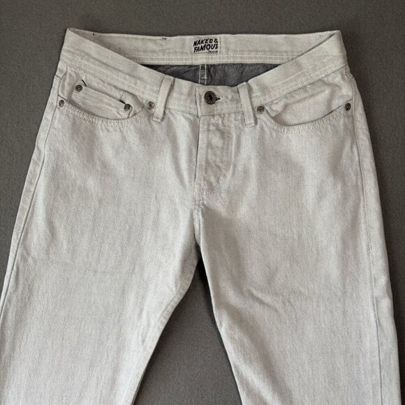 Naked & Famous Weird Guys Pants Men’s 31 White Selvedge Red Line Jeans Denim - Picture 2 of 16